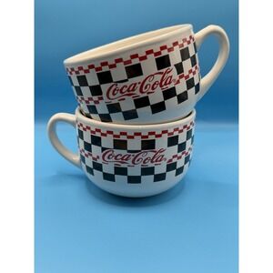 Coca Cola Checkered Mug Coke Logo Glass Cup House Coffee Tea Decor Retro Vintage